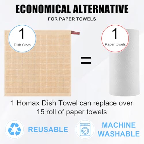 100% Cotton Terry Kitchen Dish Cloths (Apricot / 12 X 12 - 6 Pack)
