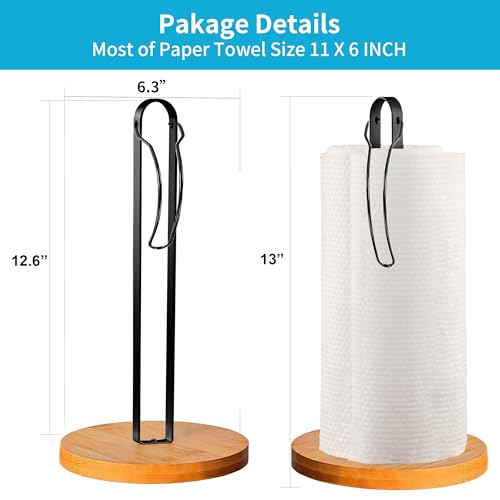 Wood Paper Towel Holder Countertop (Black / B)