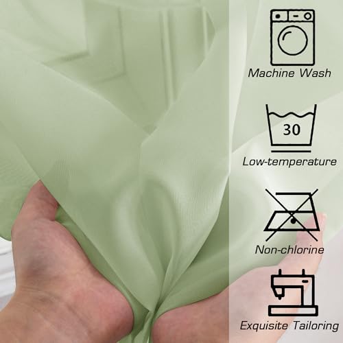 Sheer Curtain 96 Inch Long 2 Panels Set (Light Green / 42"W x 96"L (Pack of 2))