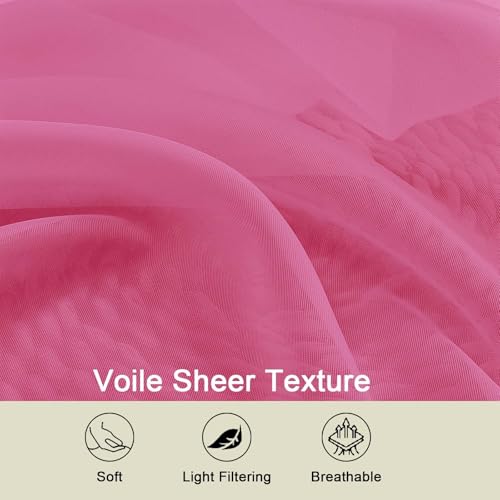 Kitchen Curtains 24 Inch Length Tier 2 Pieces (Hot Pink / 42"W x 24"L (Pack of 2))