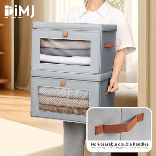 Storage Bins with Lids (Gray / Medium-4 Pack)