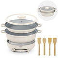 Stacks Stacking Cookware Set with Electric Burner (Cream 8pc / 8 Pieces)