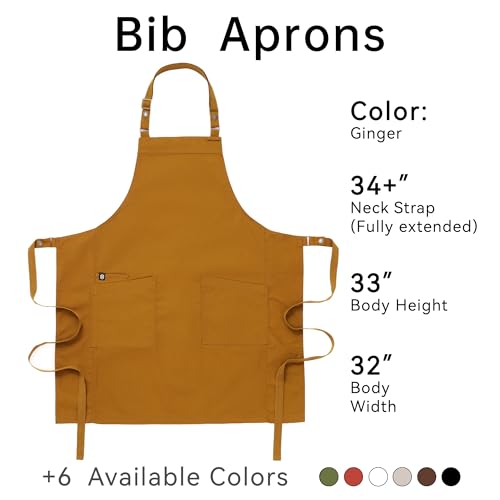 Chef Men Canvas Waterproof Apron Pocket 4251GB (1 Pack / Ginger)