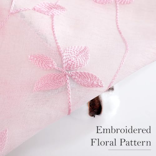 Pink Sheer Curtains Vine Embroidered (52"W x 63"L (Pack of 2) / Vine Pink)