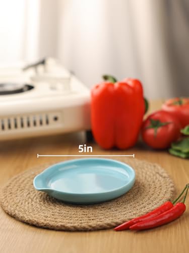 5 Inch Ceramic Spoon Rest for Kitchen Stove Top (Turquoise)
