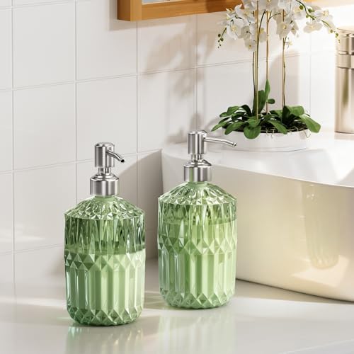 Soap Dispenser (Green & Stainless Steel - 2 Pack)