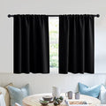 Short Blackout Privacy Curtains 30 inch Long for Bathroom Window (Black / 42"W x 30"L (Pack of 2))