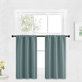 Cafe Blackout Curtains 30 inch Length (Dusty Blue / 29"W x 30"L (Pack of 2))