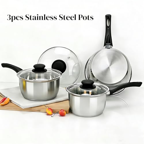 3pcs Stainless Steel Saucepan Set