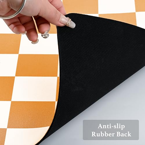 Checkered Dish Drying Mat for Kitchen Counter (Orange / 24" x 16")
