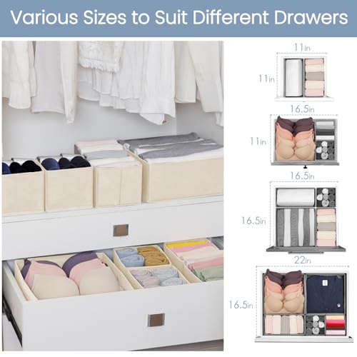 Drawer Organizer Clothes (Beige / 16 Pack)
