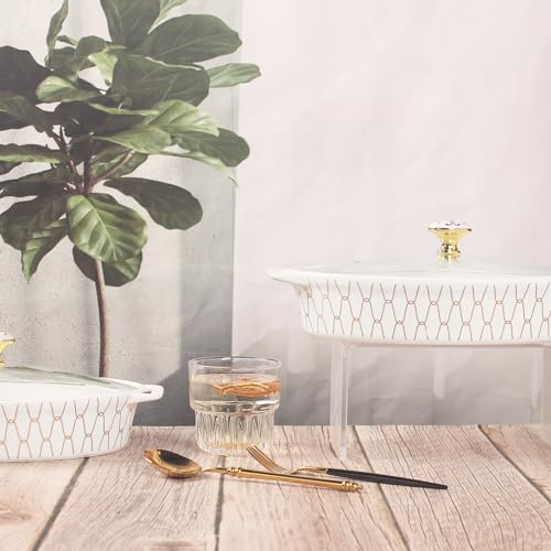 12" x 8" Ceramic Oval Casserole Dish with Glass Lid (White / 14.2 Inch(1.7 qt))