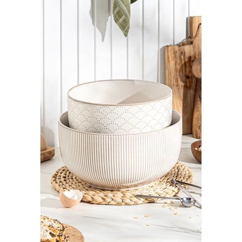 Mikiegy Ceramic Mixing Bowls Set of 2 (98&145 oz)