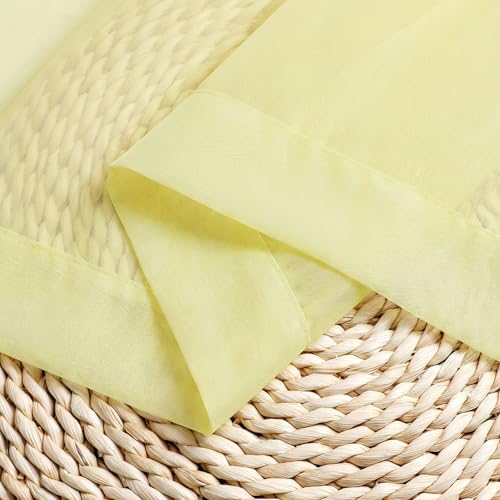Sheer Tier Curtains 24 Inch Length (Light Yellow / 42"W x 24"L (Pack of 2))
