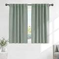 Short Black Out Curtain Panels for Basement (Sage Green / 34"W x 45"L (Pack of 2))
