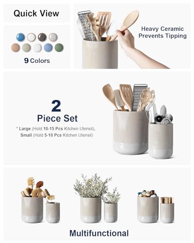 Utensil Holder for Kitchen Counter (Glaze Marble Gray)