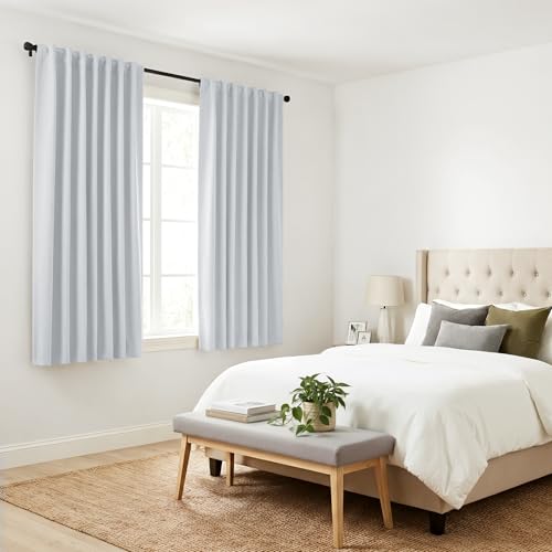 60% Light Blocking Curtains 63 inch Long (Greyish White / 42"W x 63"L (Pack of 2))