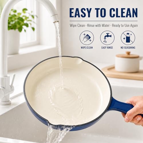 Enameled Cast Iron Skillet Set (Navy Blue / 3 Pieces)