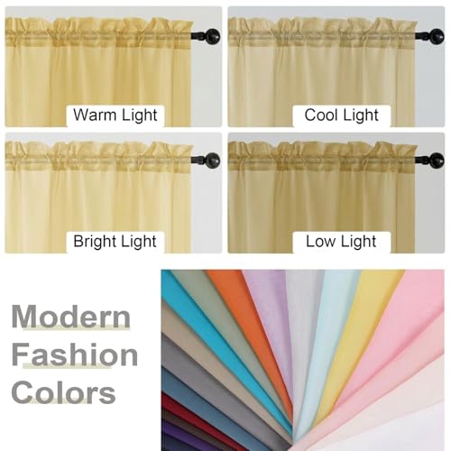 Sheer Curtains 84 Inches Long 2 Panels Set for Bedroom Living Room (Yellow / 42"W x 84"L (Pack of 2))