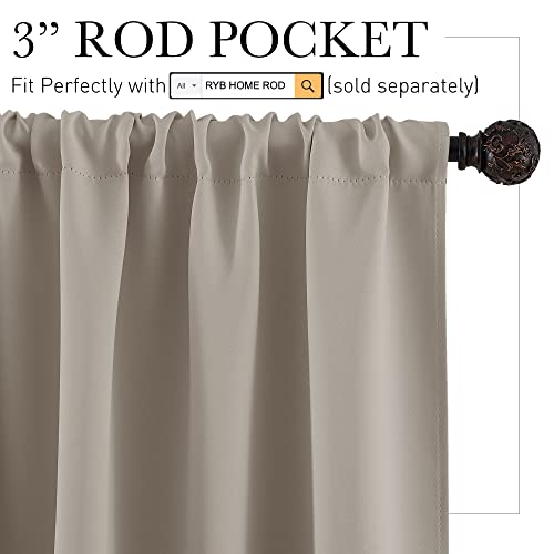 Short Blackout Privacy Curtains 30 inch Long for Bathroom Window (Sand / 42"W x 30"L (Pack of 2))