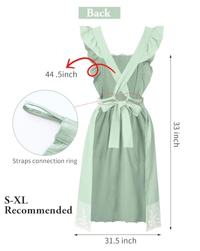 Vintage Aprons for Women (Light Green)