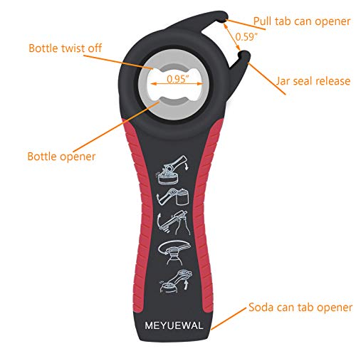 Jar Opener Bottle Opener for Weak Hands (New red)