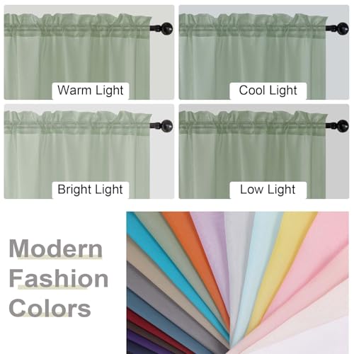Sheer Sage Green Curtains for Bedroom Living Room 63 Inch Length 2 Panels (Sage Green / 42"W x 63"L (Pack of 2))