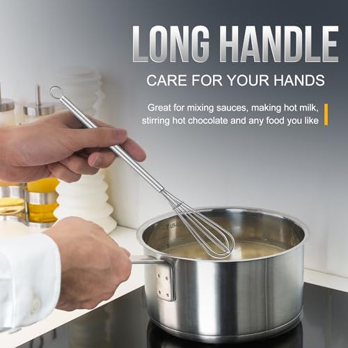 Long Mini Whisks Stainless Steel (10 inch / Silver 1Pcs)
