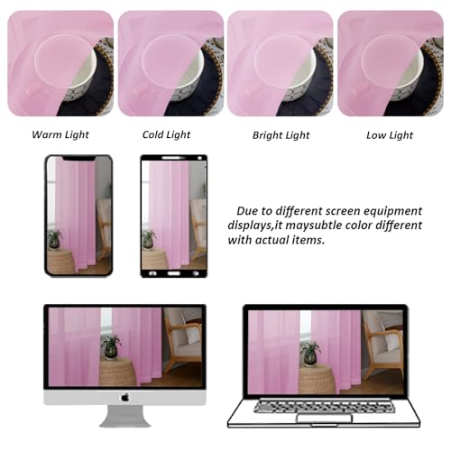 Pink Sheer Curtains 120 Inches Long (Pink / 42"W x 120"L (Pack of 2))