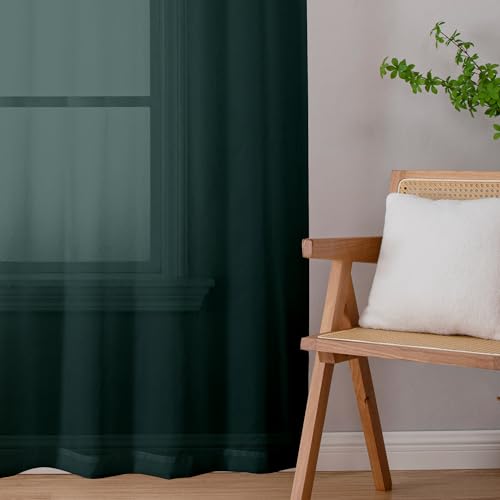 Hunter Green Sheer Curtains 45 Inch Long 2 Panels (Hunter Green / 42"W x 45"L (Pack of 2))
