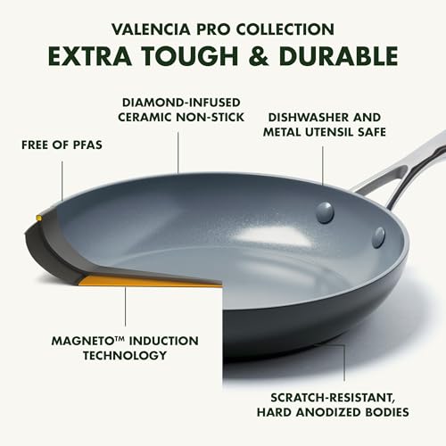 Valencia Pro 8" Ceramic Nonstick Frying Pan Skillet (8" Frying Pan Skillet / Gray)