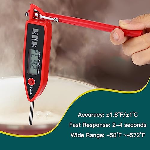 6 Set Digital Food Thermometer Long Probe Instant (Red)