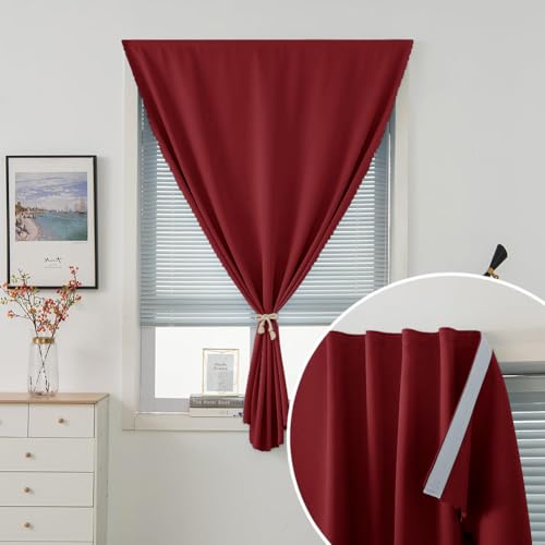 Self Adhesive Curtains (47"W x 71"L (Pack of 1) / Burgundy)