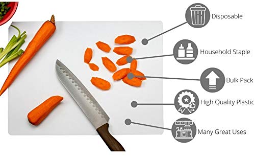 50 Count Premium Quality Disposable Cutting Boards ~10 Inch X 13.5 Inch Disposable Sheets For Kitchen And Commercial Use ~ Patent Pending ~ Recyclable Disposable Cutting Board Sheets (White / Medium 50 Count)