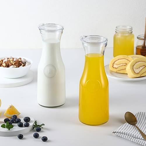 Set of 6 Glass Carafe with Lid (Clear)