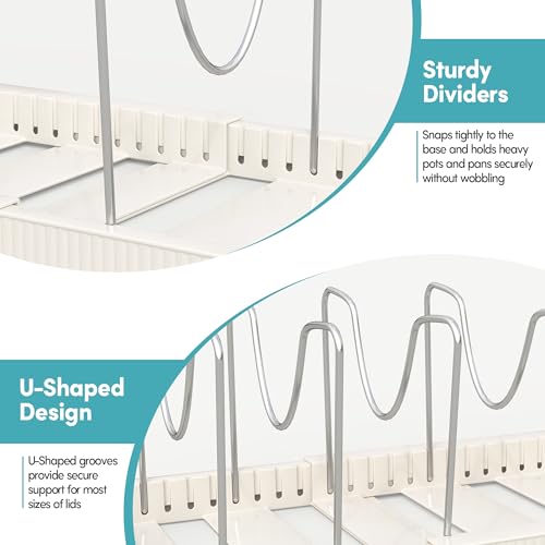 Expandable Pan Organizers Inside Cabinet with 12 Dividers White (White / 12 Adjustable Dividers)