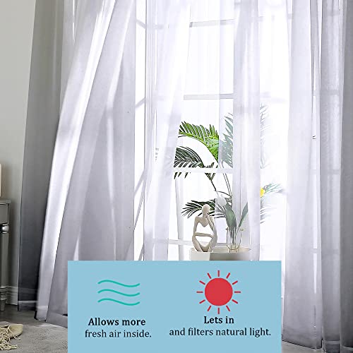 Sheer Curtains 90 Inch Length (Grey / 42"W x 90"L (Pack of 2))