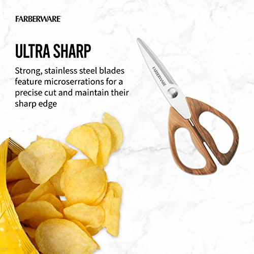 All Purpose Kitchen Shears with Faux Wood (Pecan Wood Handles)