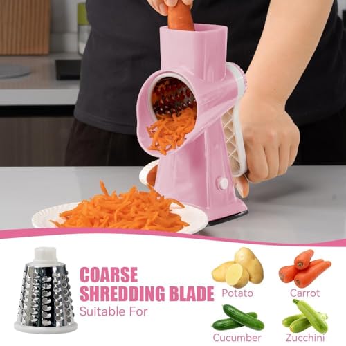 Rotary Cheese Grater Hand Crank Pink (3 IN 1 / Pink)