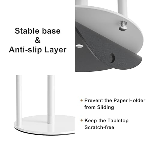 Paper Towel Holder White Stainless Steel Kitchen Countertop Roll Organizer (White)