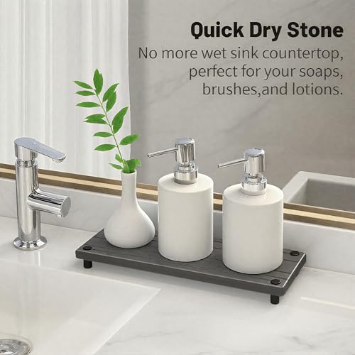 Quick Dry Sink Caddy Kitchen Sink Organizer (Gray Metal Foot Wave Large)