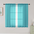 Turquoise Sheer Curtains for Bedroom Living Room 45 Inch Length 2 Panels (Turquoise / 42"W x 45"L (Pack of 2))