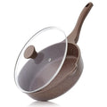 Nonstick Deep Frying Pan Skillet (Toffee Brown / 10-inch/3.5QT)
