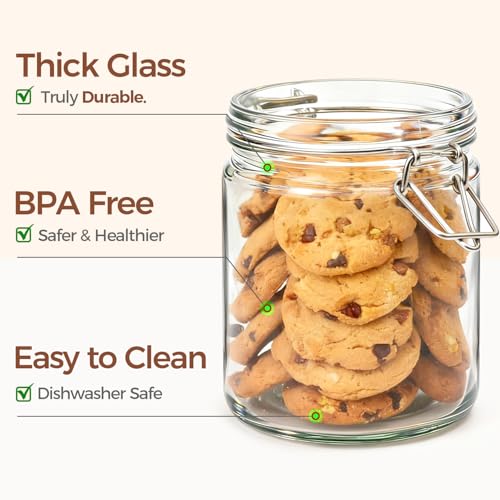 25 oz Glass Jars with Airtight Lids 6 Pack Pantry Coffee Canisters (25 fl oz x 6)