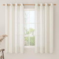 68 Inch Length Semi Sheer Linen Curtains for Bedroom 2 Panels (52"W x 68"L (Pack of 2) / Natural)