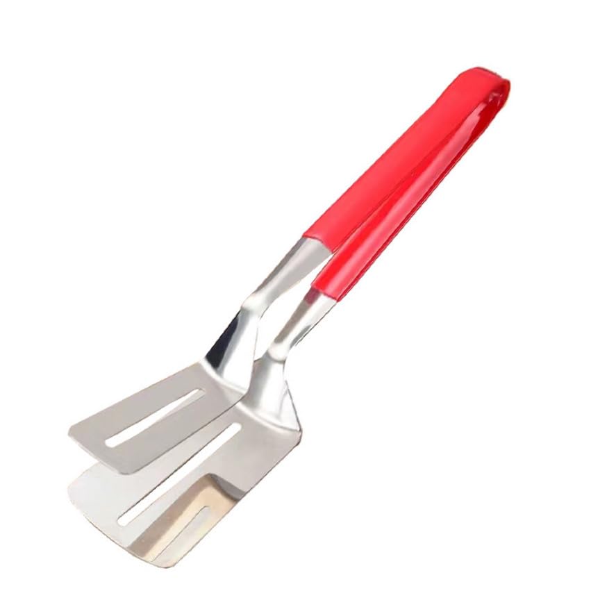 Anti Scald Extended Handle Spatula Tongs (Red)