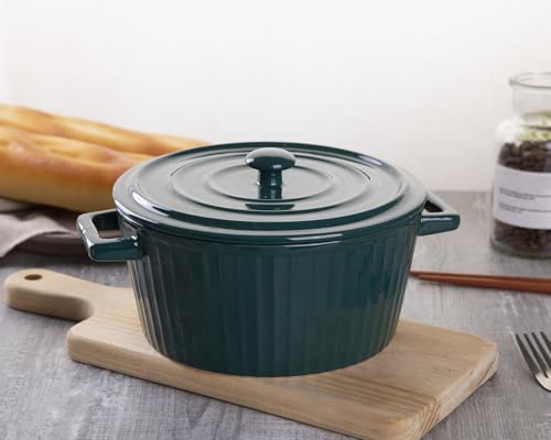 Green Colorful Ceramic Casserole Dish with Lid (green)