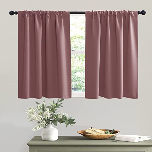 Short Dusty Pink Blackout Curtains for Small Bedroom Window Cafe (Dusty Rose / 42"W x 36"L (Pack of 2))
