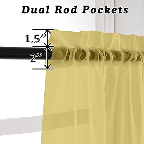 Mustard Yellow Sheer Curtains 96 Inches Long 2 Panels (Mustard Yellow / 42"W x 96"L (Pack of 1))