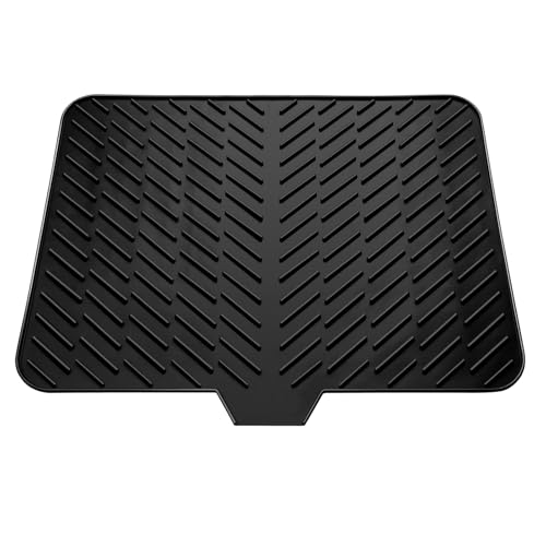 Silicone Dish Drying Mat for Kitchen Counter (Black / 23" x 17")